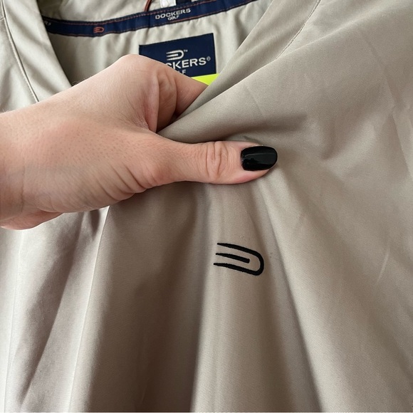 Dockers Golf Windbreaker Pullover Jacket Tan Fleece-Lined Stain Defender Size L - Picture 2 of 10